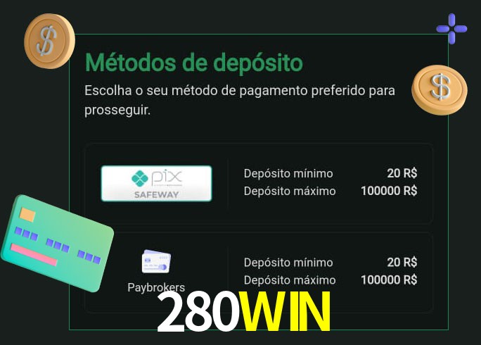 O cassino 280WIN oferece uma grande variedade de métodos de pagamento